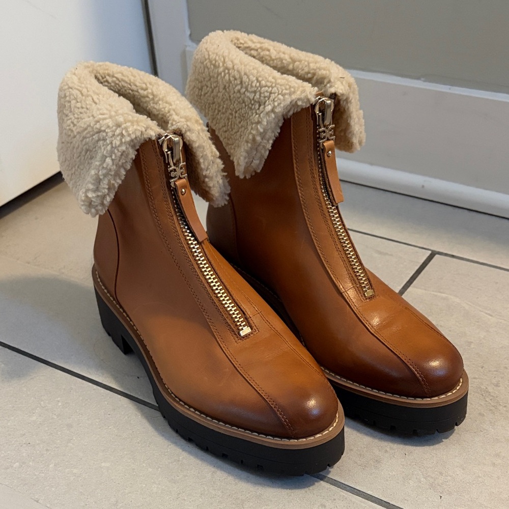 Sam Edelman Brown Shearling-Lined Boots